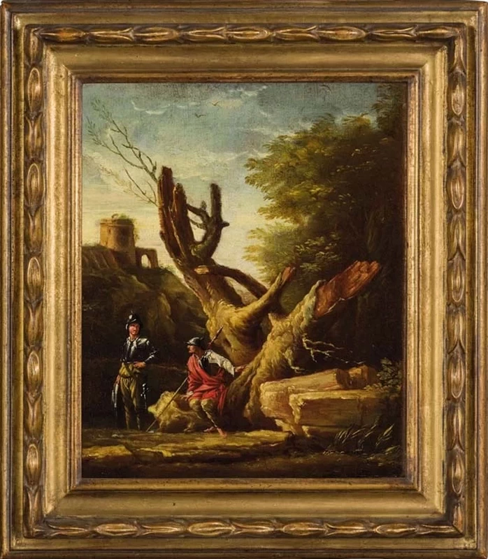 Paesaggio con soldati a riposo - attribuito
